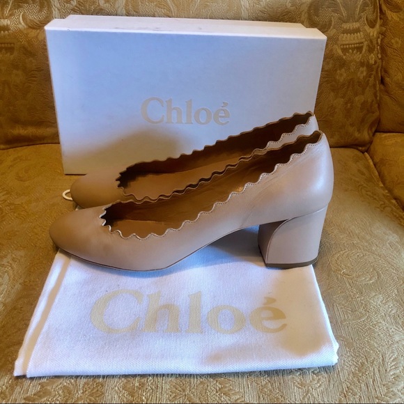 Chloe Lauren scallops heel pump 38.5 8 nude beige - Picture 4 of 8